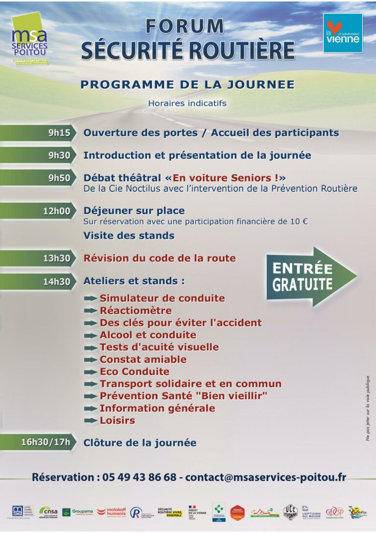 Forum sécurité routière 2022 MSA Services Poitou UCC Vivonne